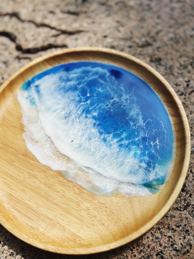 【现货】神秘深海海洋海浪圆木盘 - 摆饰 - 树脂 