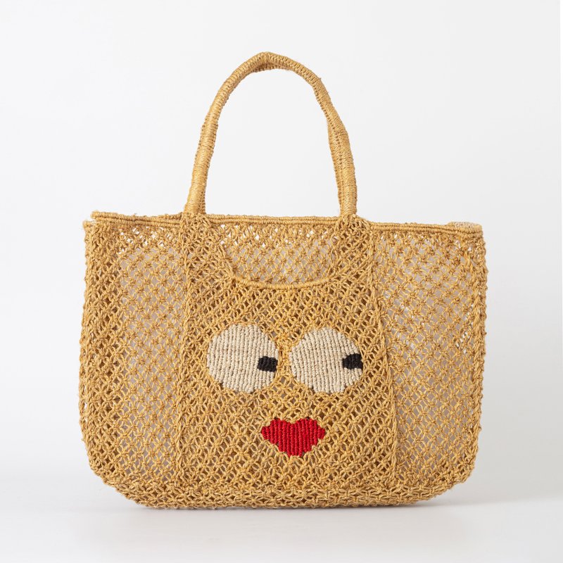 【The Jacksons】Big Eyes 编织包-Florence-米色 - 手提包/手提袋 - 棉．麻 卡其色