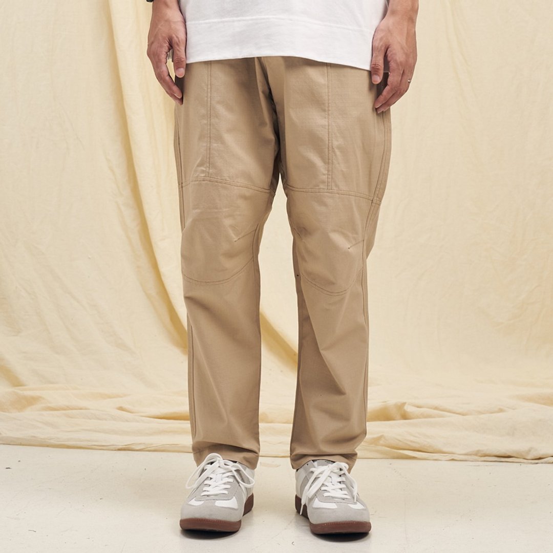 宽版工装裤 Wide Worker Pants/简约/素色/情侣服/长裤/宽裤/ - 男士长裤 - 棉 卡其色