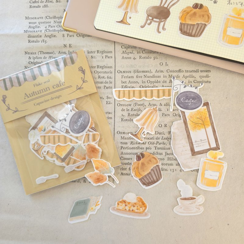 Autumn cafe 独立贴纸 - 贴纸 - 纸 橘色