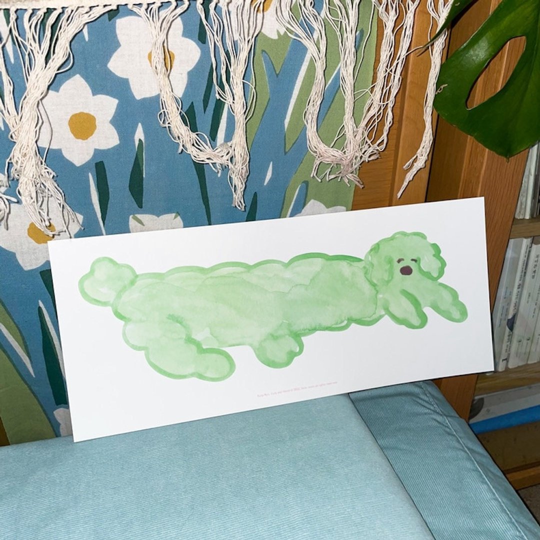 韩国插画品牌 little room - 卷卷狗狗 长型海报 - 海报/装饰画/版画 - 纸 绿色