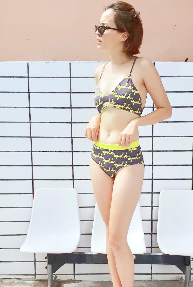 比基尼草书 / 灰色 / L 号 - 女装泳衣/比基尼 - 其他材质 灰色