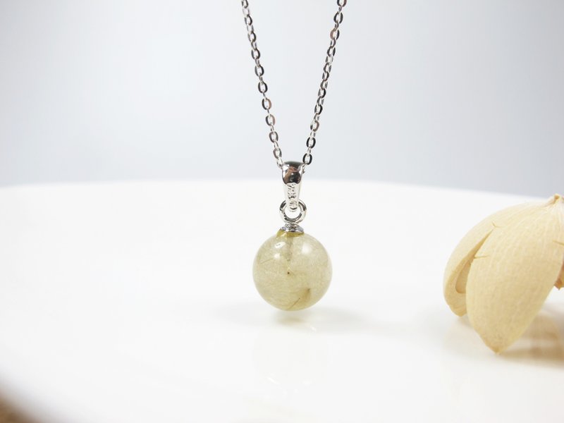 钛晶 925纯银【圆圆球】【原件寄出】寓意吉利 吉祥 事事圆满 - 项链 - 水晶 金色