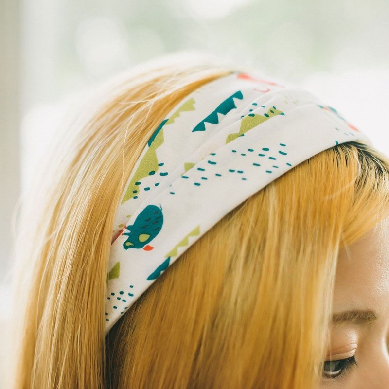 宽版发带/山中健行/明亮红绿 - 发饰 - 棉．麻 绿色