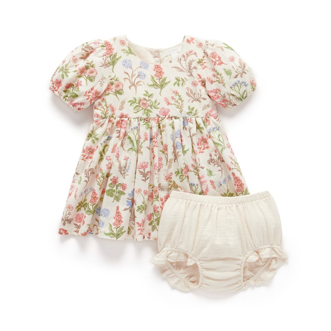 澳洲Purebaby有机棉女童短袖洋装/童装裙 12M-4T 缤纷花卉 - 童装裙 - 棉 