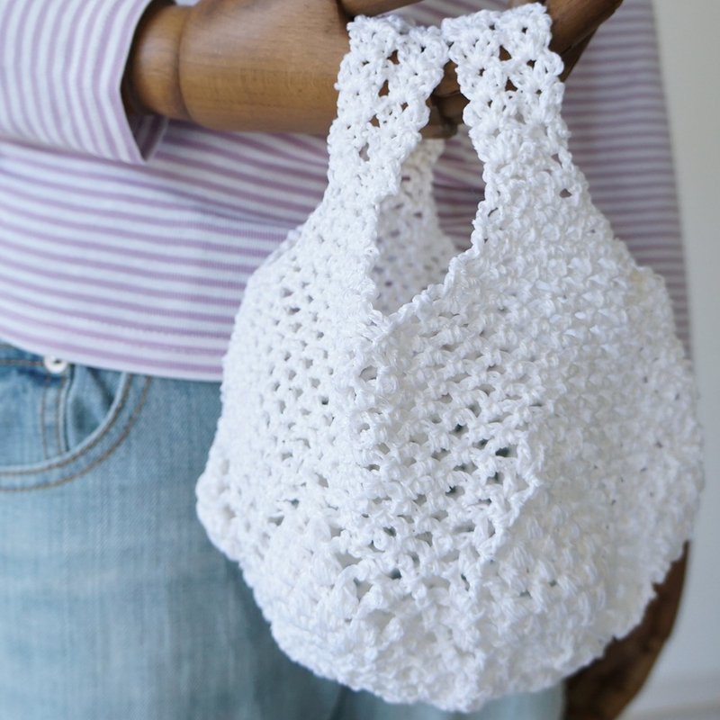 Ba-ba handmade Openwork knitting multi bag No.MB26 - 手提包/手提袋 - 其他材质 白色