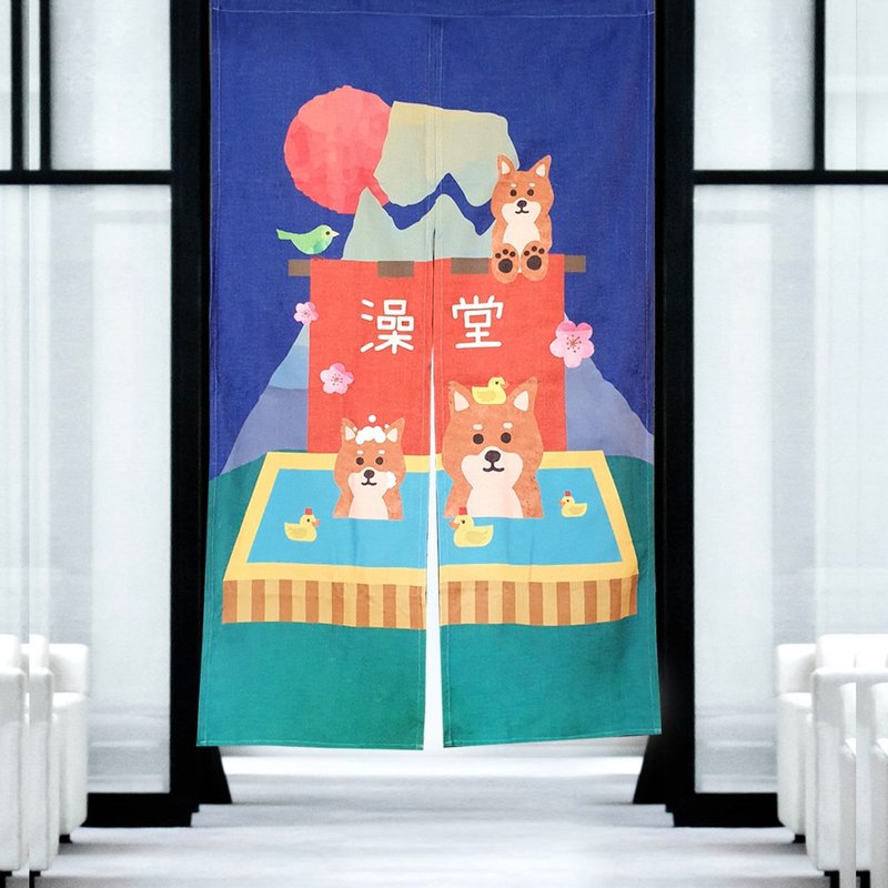 门帘 柴犬澡堂 富士山 - 门帘/门牌 - 棉．麻 多色