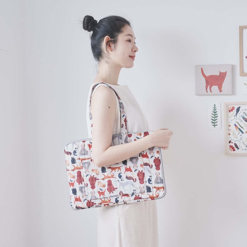 15.5寸笔电收纳包-差旅款/印花乐 x Soupy Tang/宠物派对 - 平板/电脑保护壳 - 棉．麻 多色