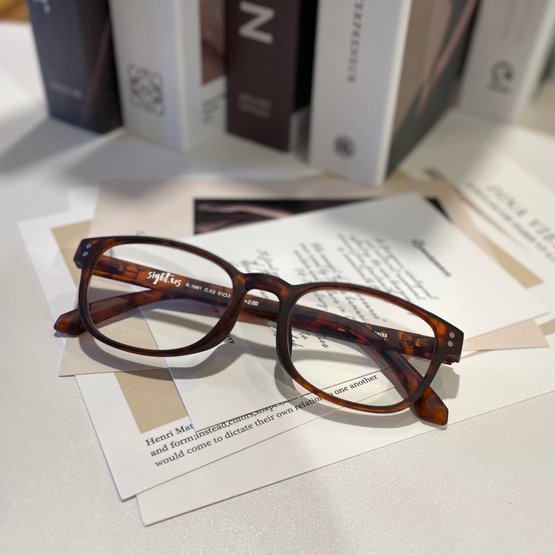 Sightus 抗蓝光老花眼镜/ 亚洲版型/ 威灵顿框/ 茶龟 - 眼镜/眼镜框 - 塑料 咖啡色