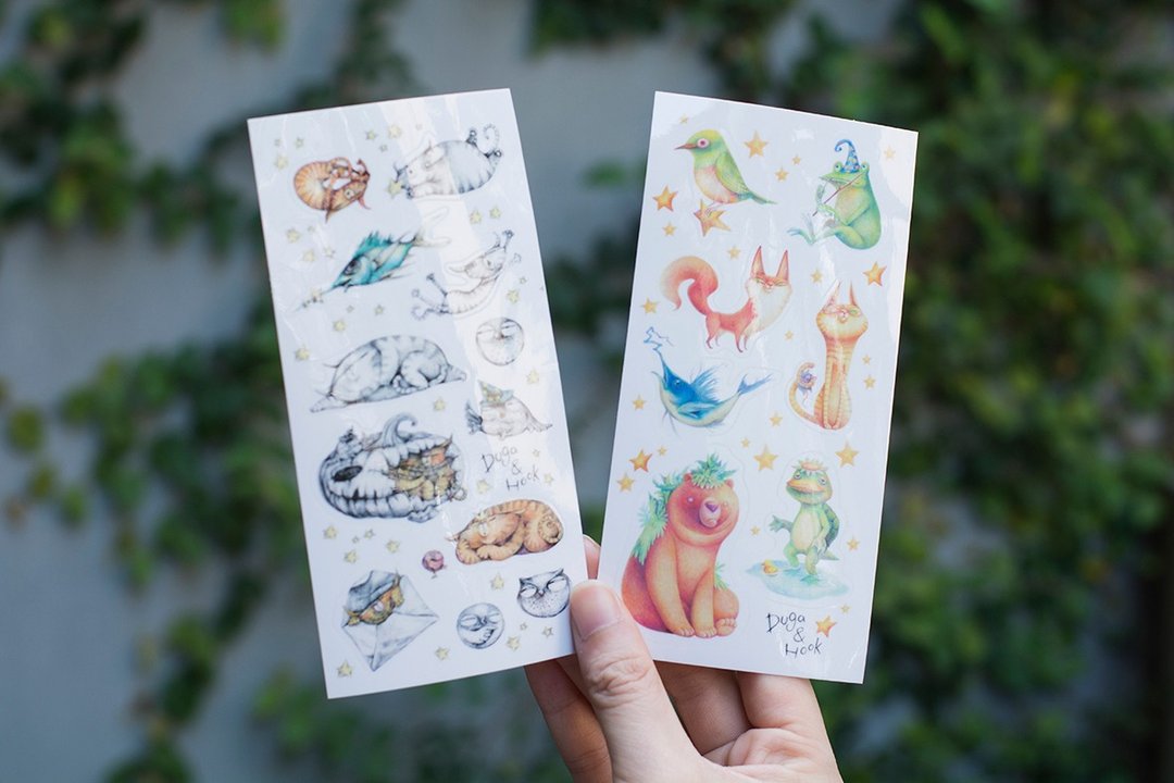 Duga&Hook 奇幻生物和虎克贴纸套组 一套两张组合 - 贴纸 - 纸 
