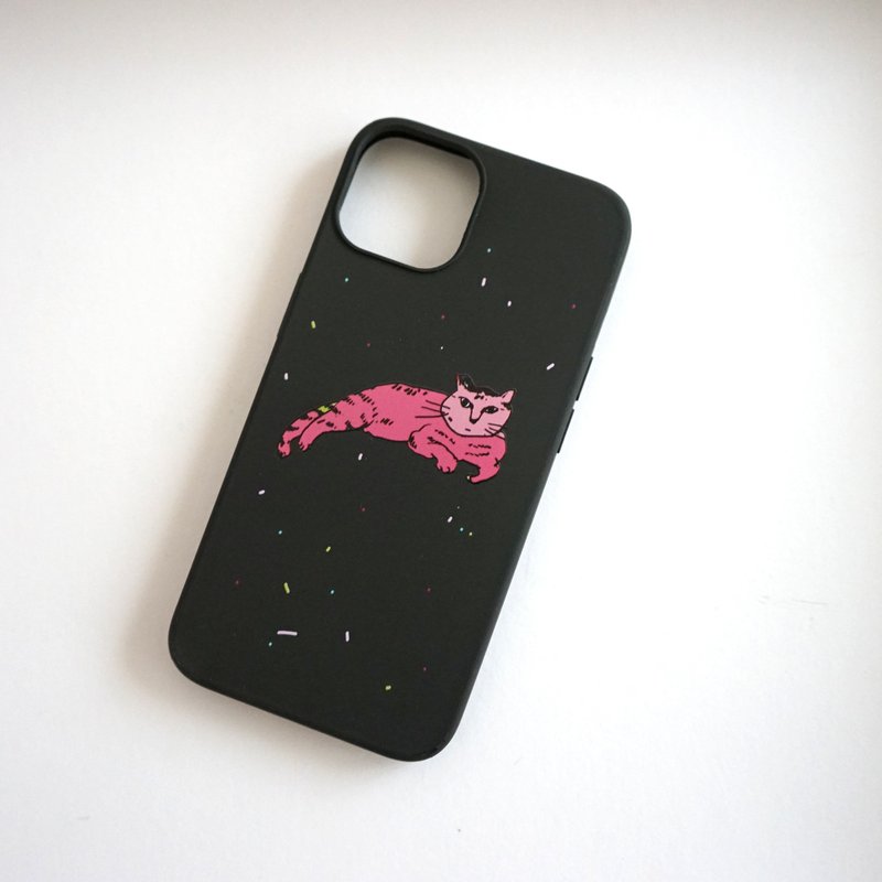 iphone 17 虎斑猫迷迷 质感印花手机壳 iphone全系列 藕粉 / 黑色 - 手机壳/手机套 - 橡胶 蓝色