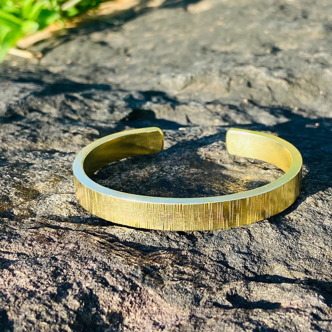黄铜手环 直线纹路 8mm宽 可定制姓名 S75 - 手链/手环 - 铜/黄铜 金色