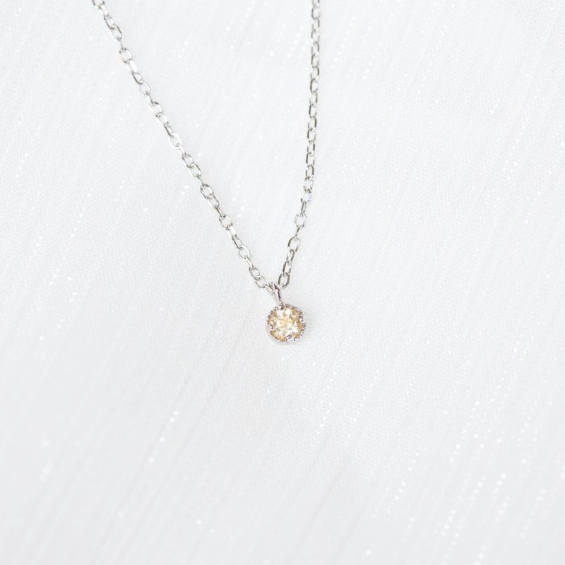 黄水晶925纯银小蛋糕项链 - 项链 - 水晶 银色