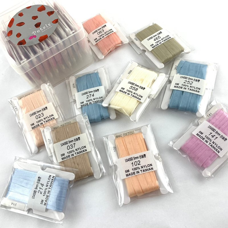 Petals 缎带刺绣仿丝带 5mmx10色/送方块收纳叠盒/轻柔色系 - 编织/刺绣/羊毛毡/裁缝 - 聚酯纤维 多色
