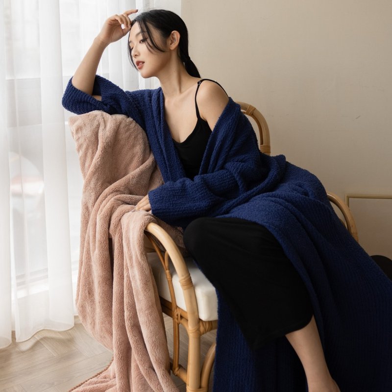 网红们热推!!QQ超柔嫩云朵针织睡袍-深邃海蓝 - 居家服/睡衣 - 其他材质 白色