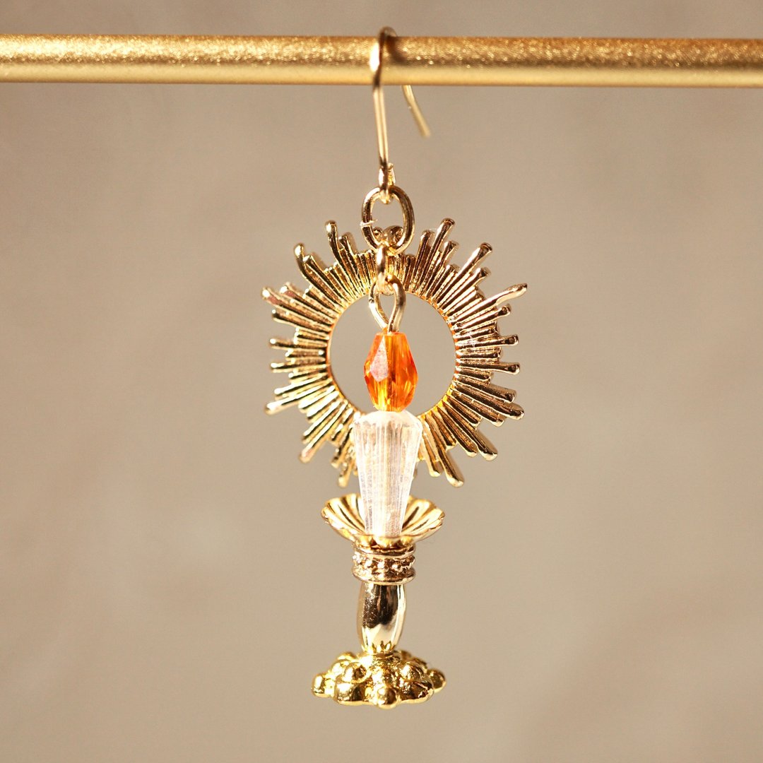 蜡烛造型耳饰 - 耳环/耳夹 - 其他金属 金色