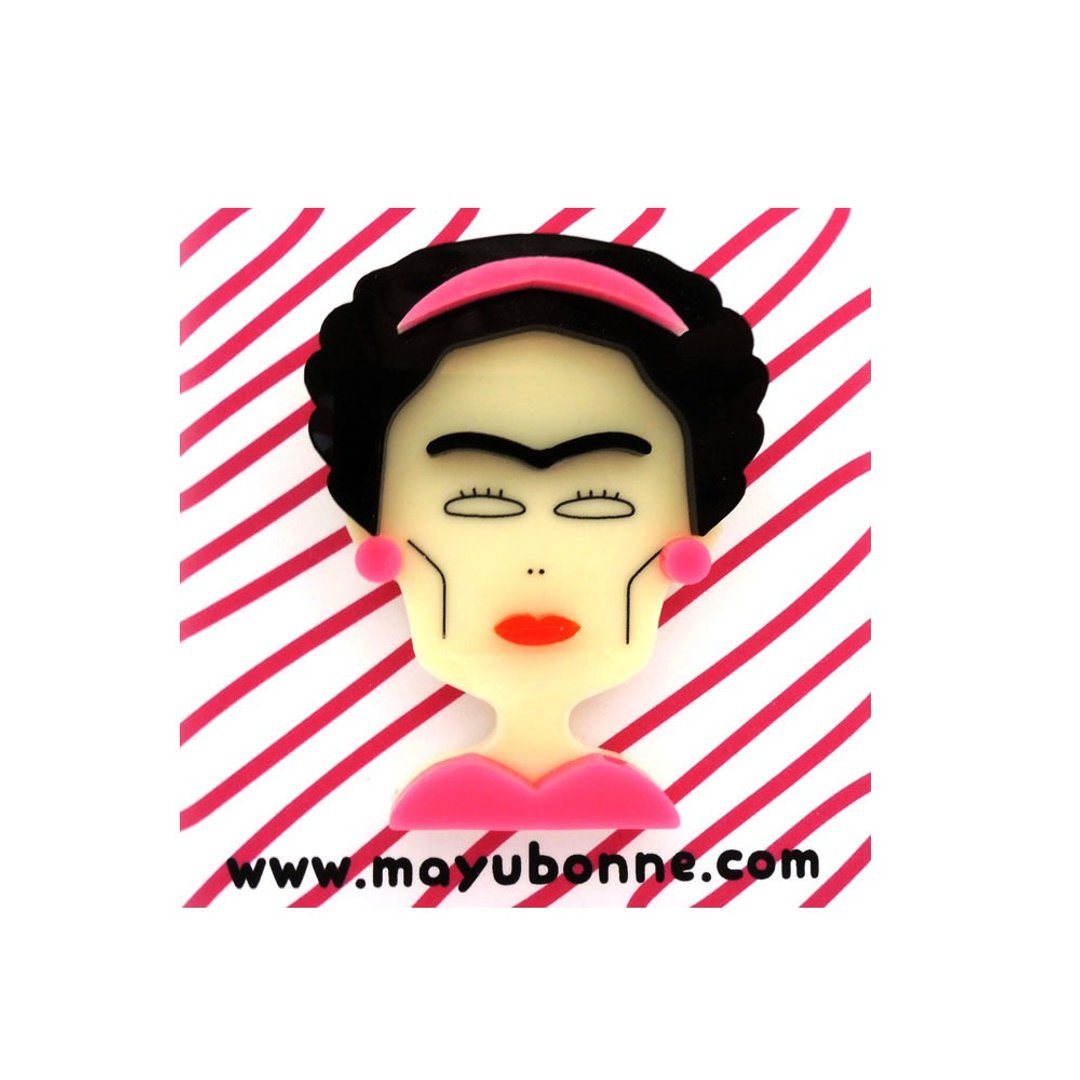Frida KahloAcrylic Brooch Pin (pink) - 胸针 - 压克力 粉红色