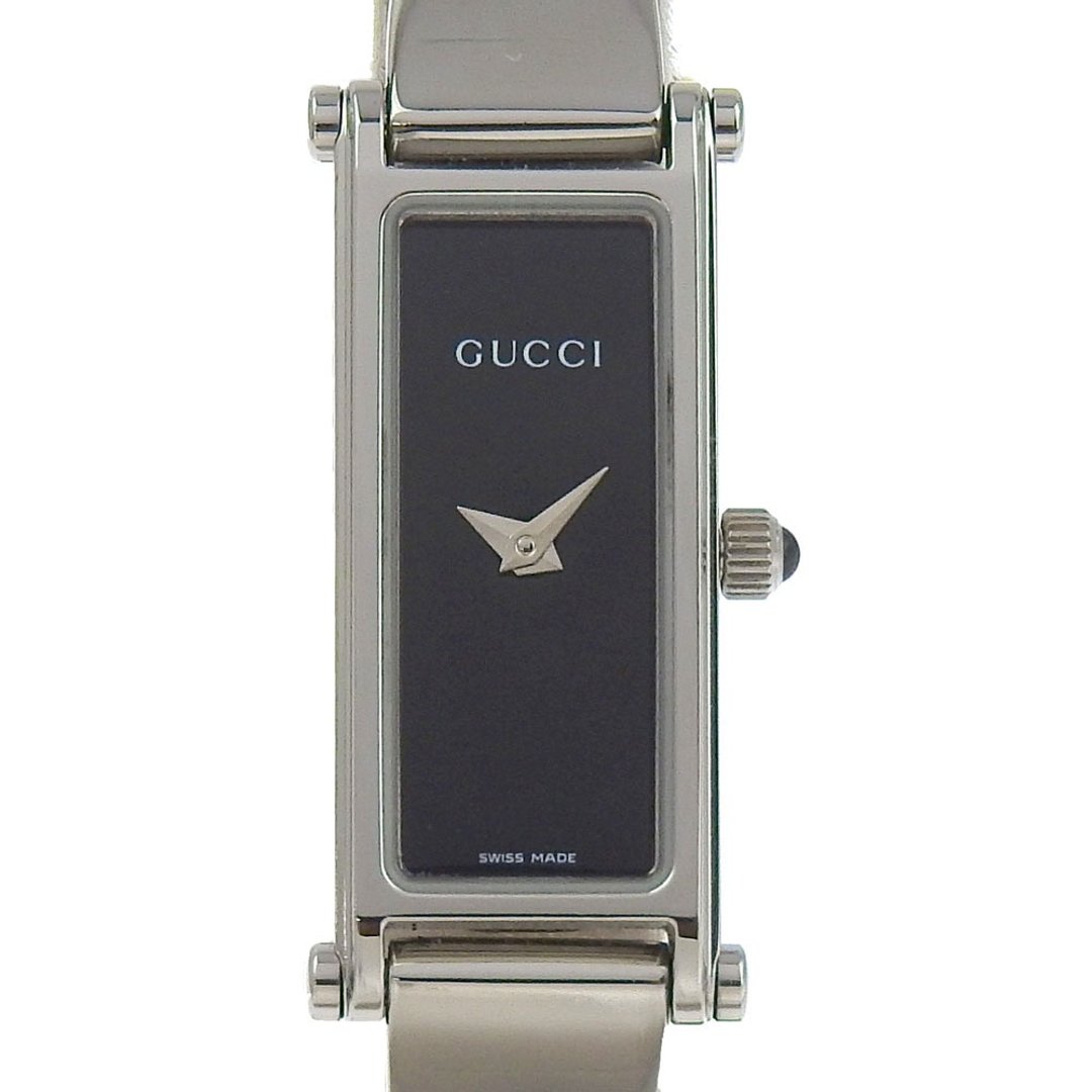 [日本直邮] Gucci 手镯手表 1500L SS 石英模拟显示黑色表盘女士腕表 [二手] - 女表 - 不锈钢 银色