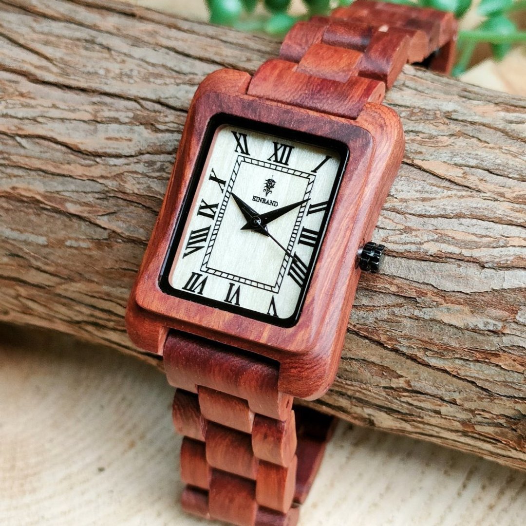[Wooden Watch] EINBAND Licht Square Wooden Watch Fashionable Antique Wood Watch [36 x 26mm] - 女表 - 木头 咖啡色