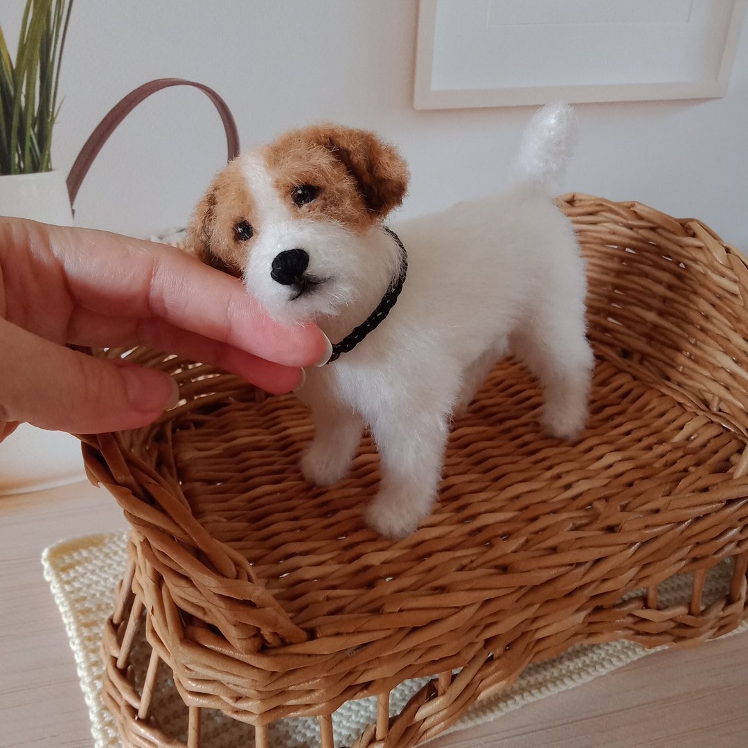 Ready to ship 4.5 inches height miniature realistic Jack Russell Terrier - 玩偶/公仔 - 其他材质 白色