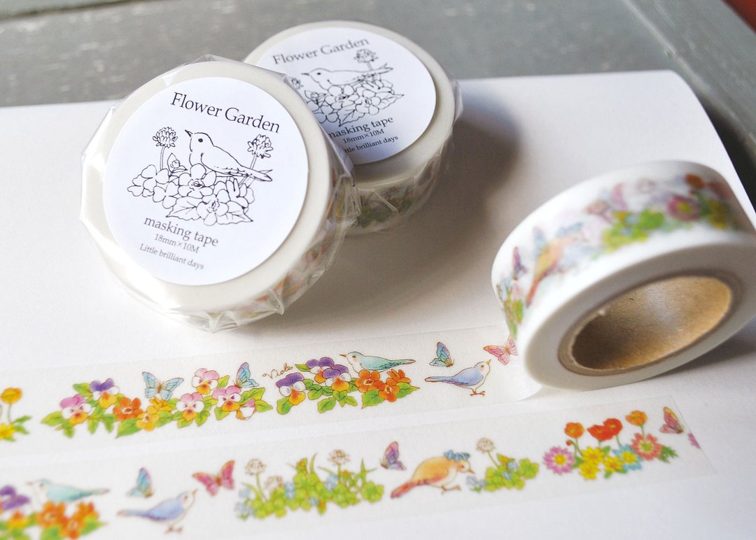 Flower Garden masking tape - 纸胶带 - 纸 粉红色