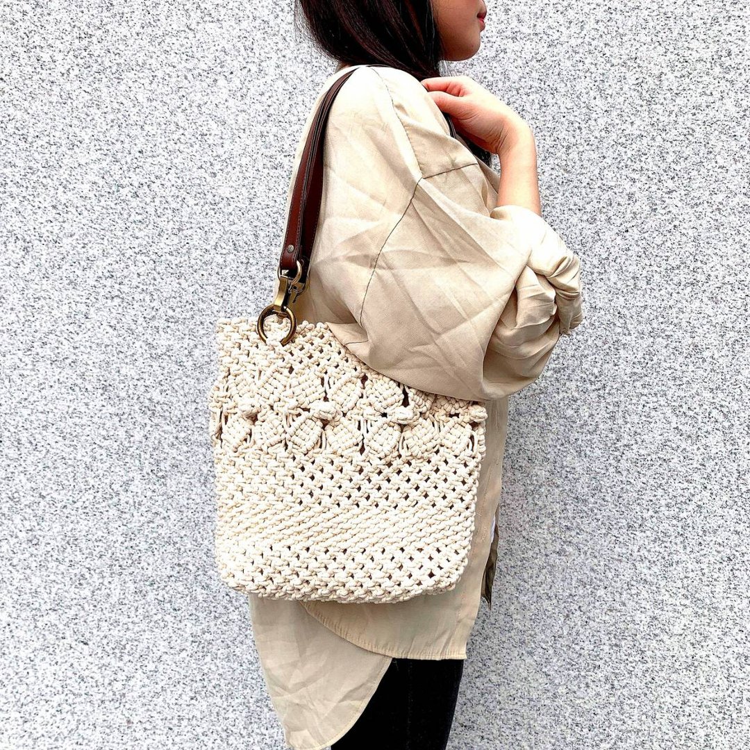 造型花样侧背编织大包【Macrame Bag】 - 侧背包/斜挎包 - 棉 