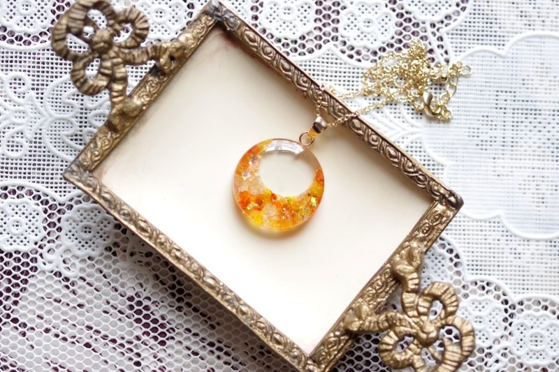 树脂艺术 圆形坠饰・向往阳光 - 项链 - 树脂 橘色