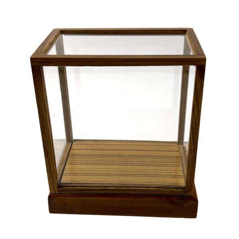 木质玻璃立方体展示柜 - 收纳用品 - 木头 咖啡色