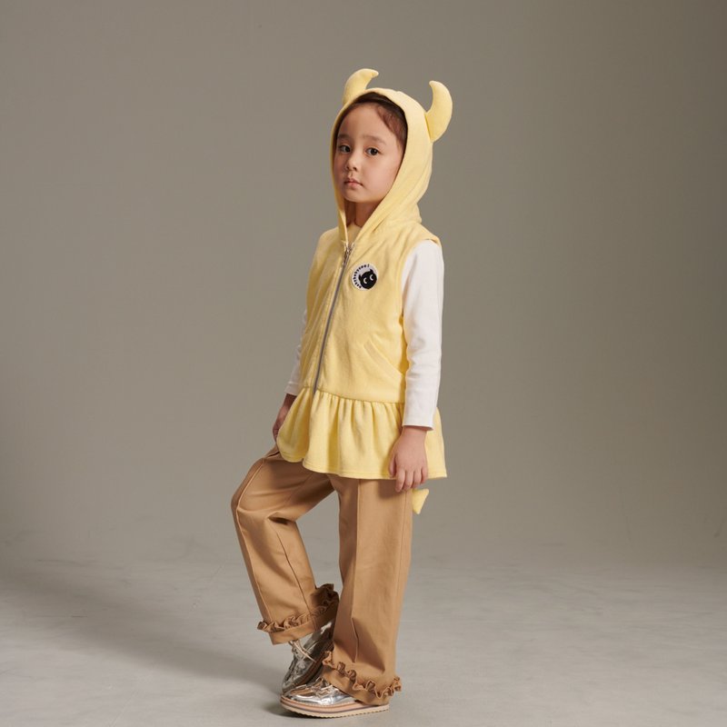 荷叶边直筒裤 - 童装裤 - 棉．麻 卡其色