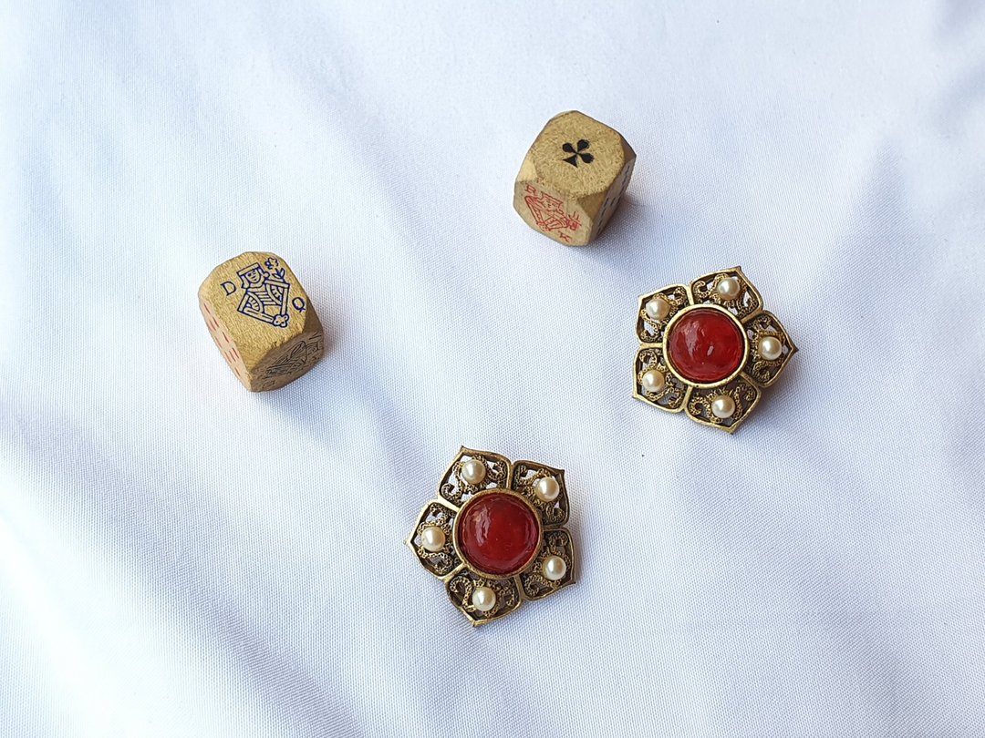 【美国带回 西洋古董饰品】美国品牌Vendome 复古夹式耳环 - 耳环/耳夹 - 其他金属 