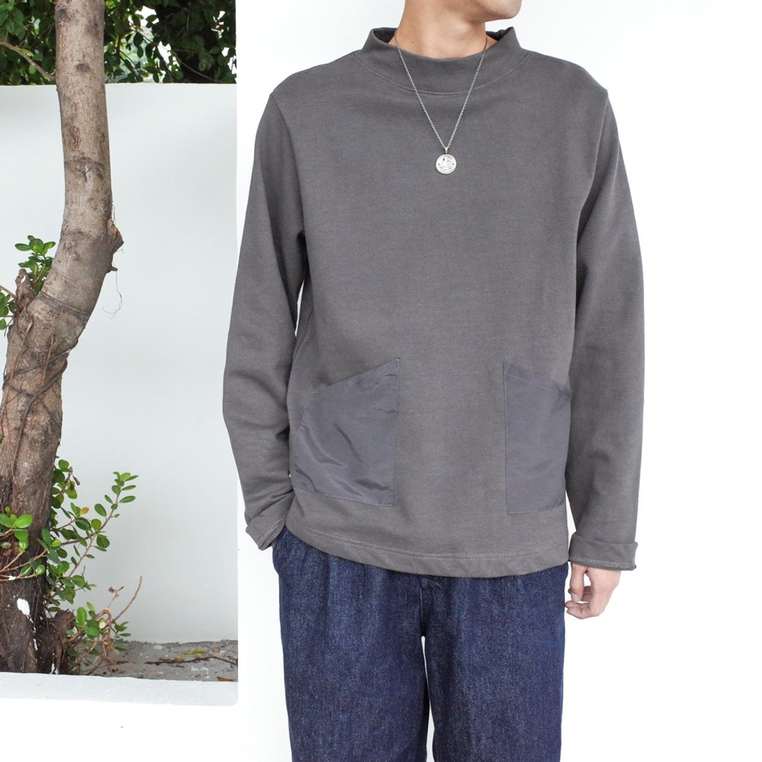 日系搭配 秋冬必备 半高领卫衣 纯色百搭基本款宽松款 sweater - 男装上衣/T 恤 - 棉 灰色
