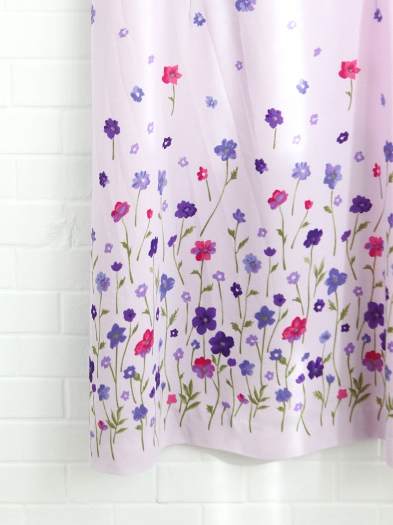 复古秋台湾制紫色花朵细肩带无袖古着洋装 - 洋装/连衣裙 - 聚酯纤维 紫色