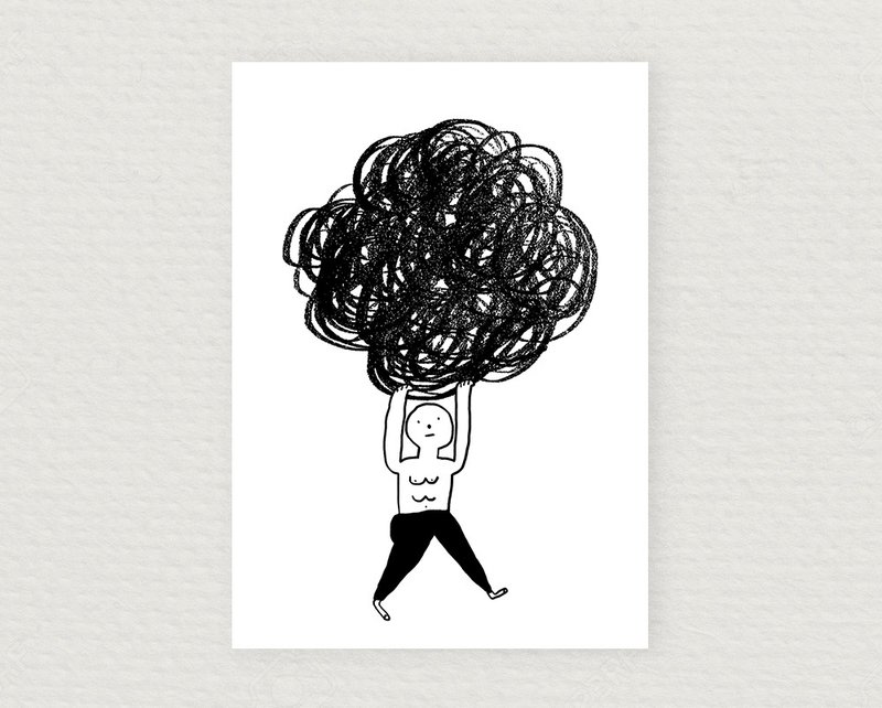 Postcard A boy unhappy - 卡片/明信片 - 纸 白色