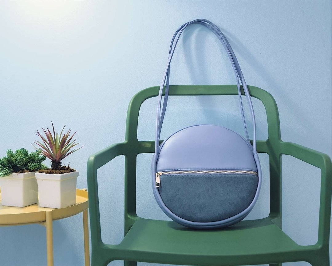 Go Round and Round Purple Leather Bag - 侧背包/斜挎包 - 真皮 蓝色