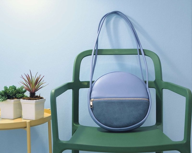 Go Round and Round Purple Leather Bag - 侧背包/斜挎包 - 真皮 蓝色