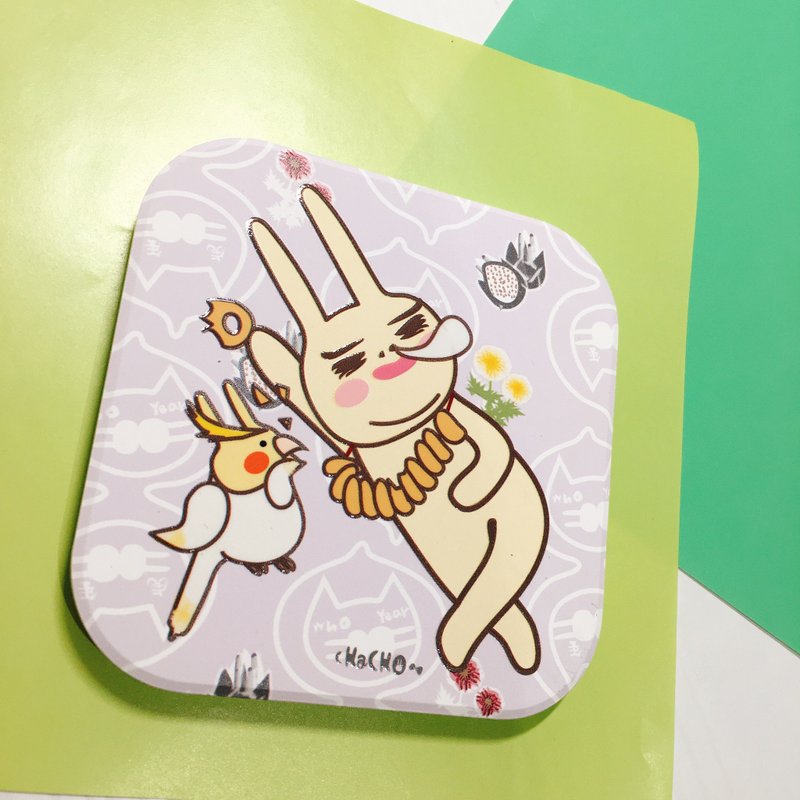 台湾莺歌晶透浮雕陶瓷吸水杯垫 | 香甜午睡鼻孔兔款-好梦成真感 - 杯垫 - 瓷 紫色