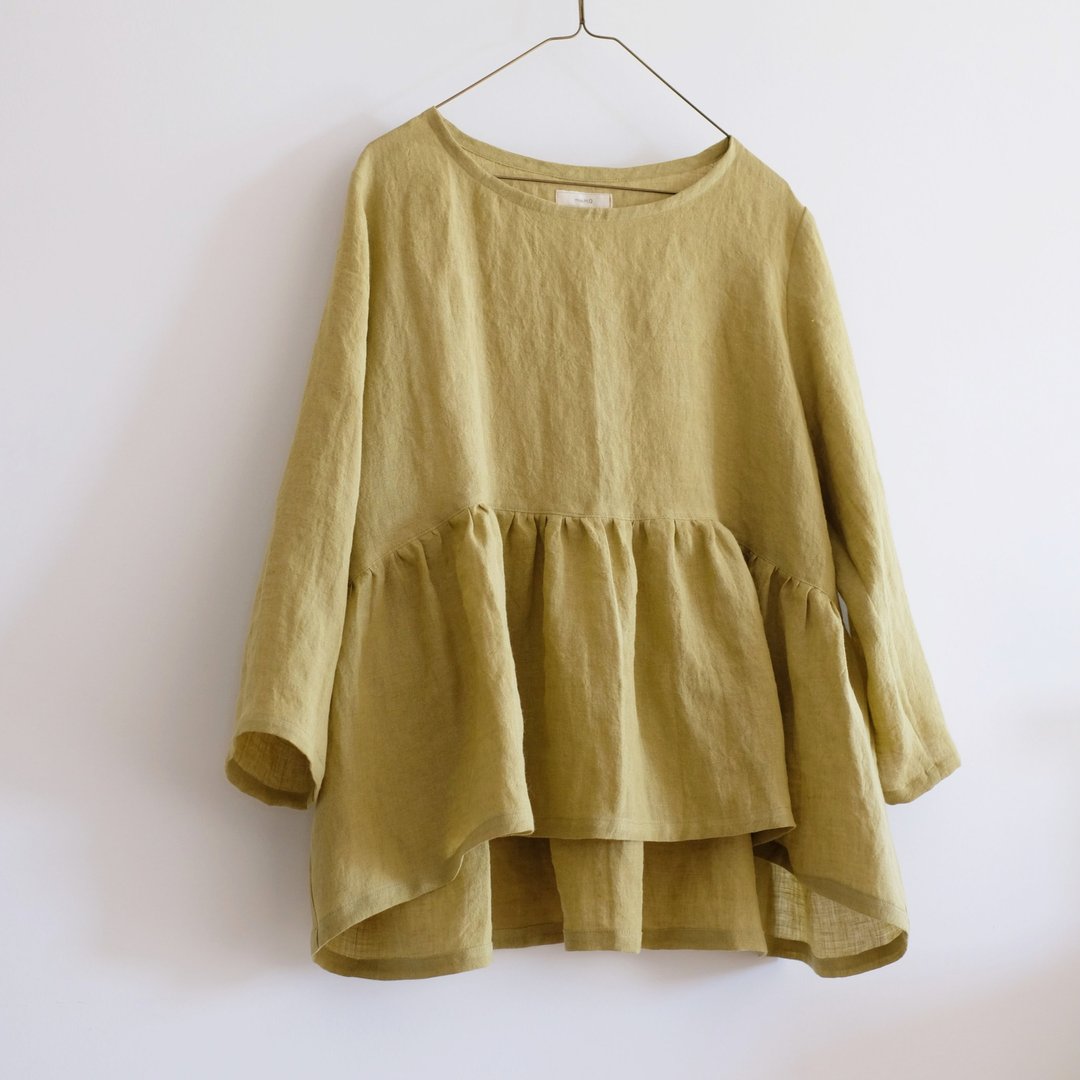 日常手作服 莱姆黄宽罩衫 亚麻 - 女装上衣 - 棉．麻 多色