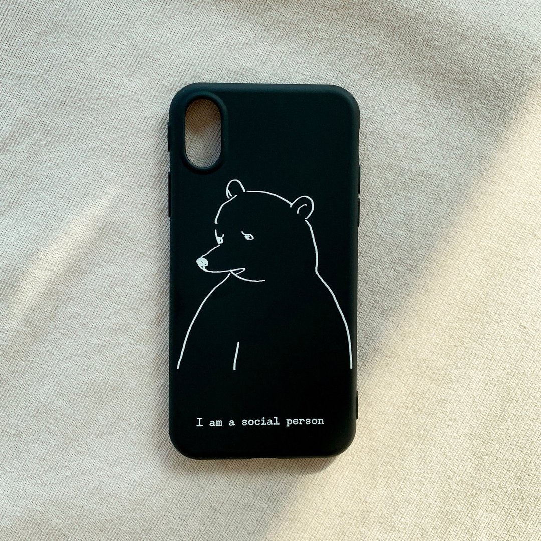 I am a social person - iPhone 手机壳 / 黑色全包雾面软壳 - 手机壳/手机套 - 橡胶 黑色