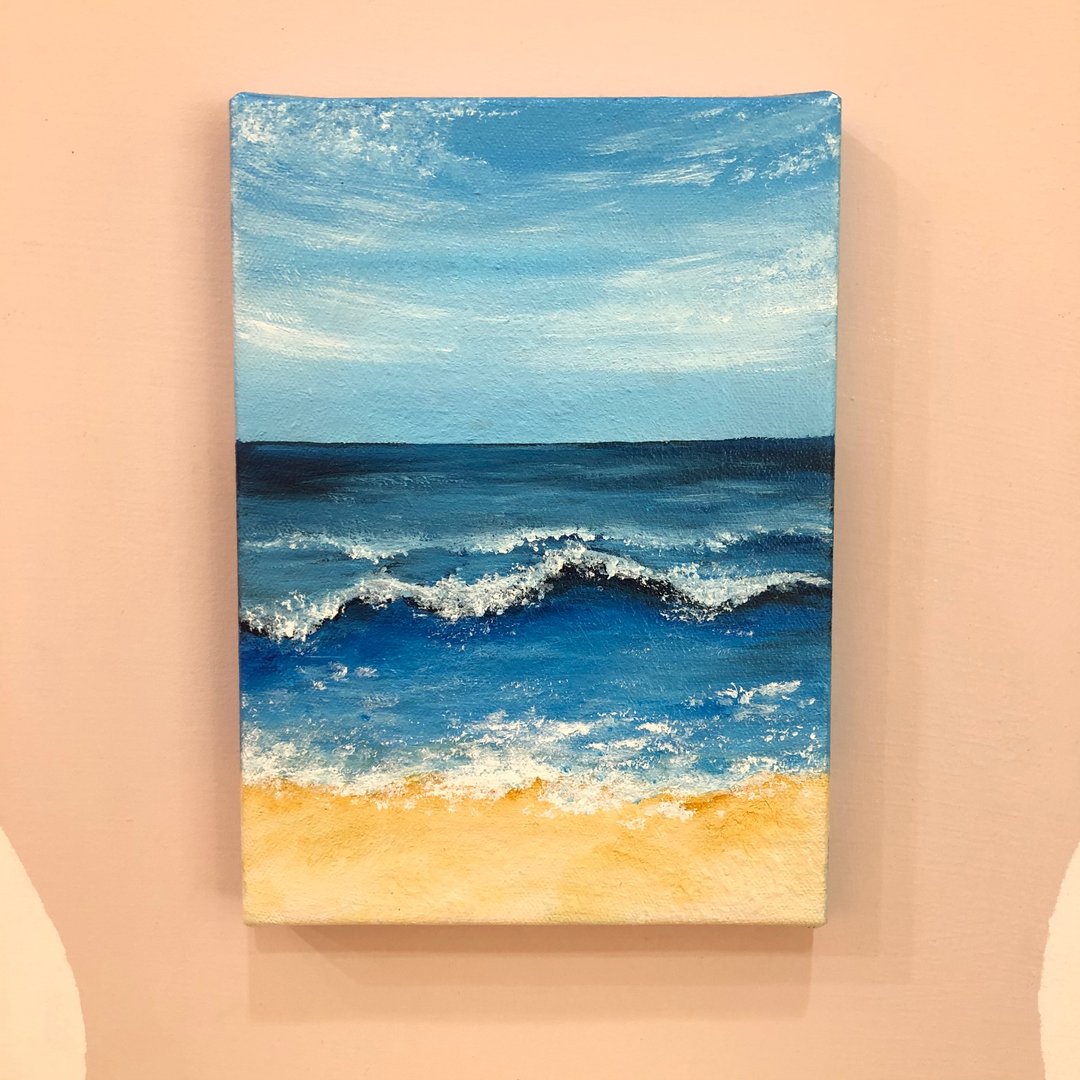 海浪 海景 压克力画 油画课程 入门体验课程 教室可用文化币 - 插画/绘画/写字 - 棉．麻 