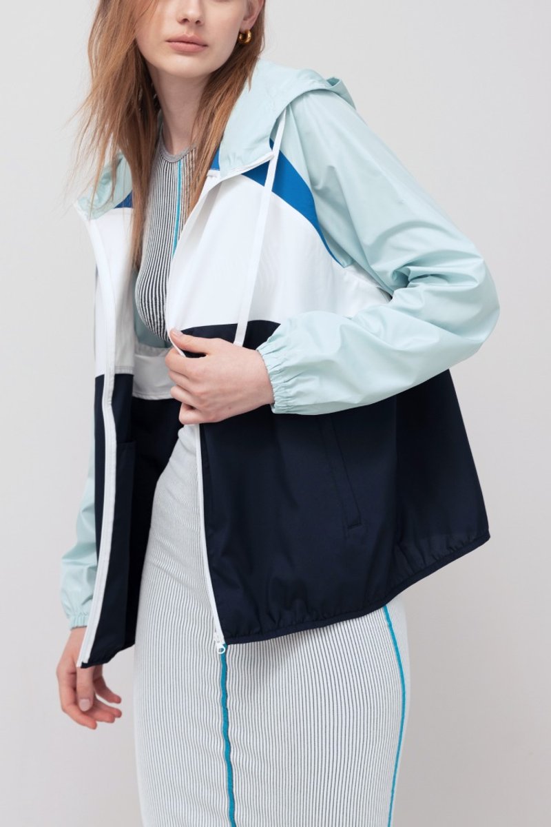 环保女装抗UV防晒几何拼接轻薄外套 (4色) - 女装休闲/机能外套 - 聚酯纤维 绿色