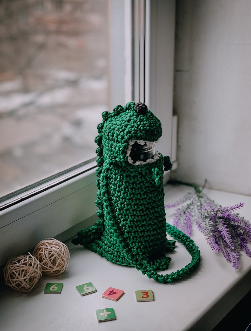 Water Bottle Holder crochet pattern PDF and video tutorial, monster dino - 手工艺教程/工具书 - 其他材质 