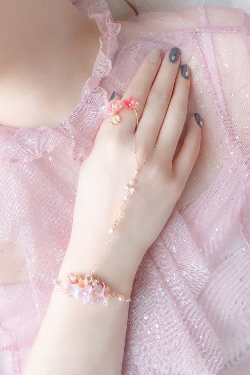 ZODIAC: 金牛 X 牵牛花 / 朝颜牵牛花可拆式两用镀14K金T字手链 - 手链/手环 - 粘土 紫色