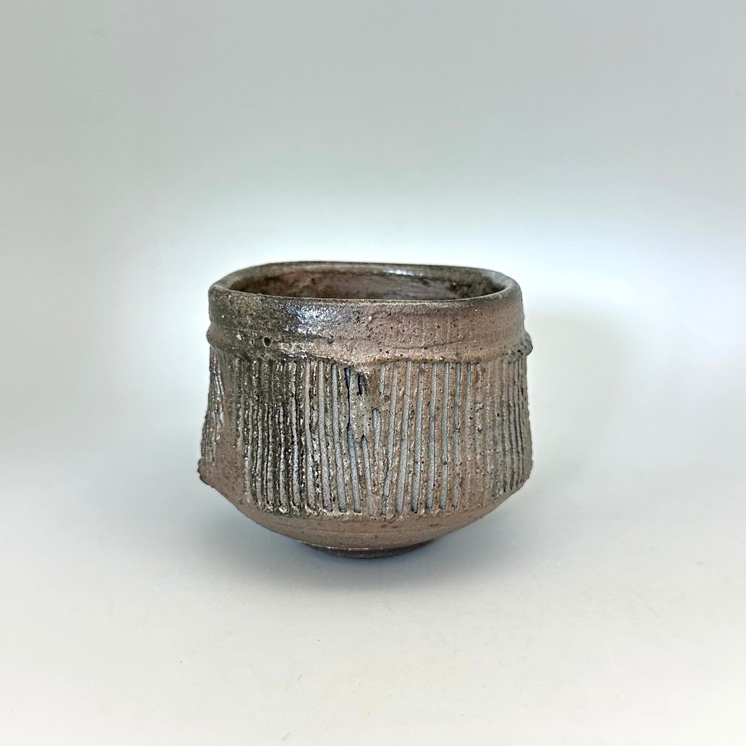 柴烧篦纹茶碗 - 茶具/茶杯 - 陶 咖啡色