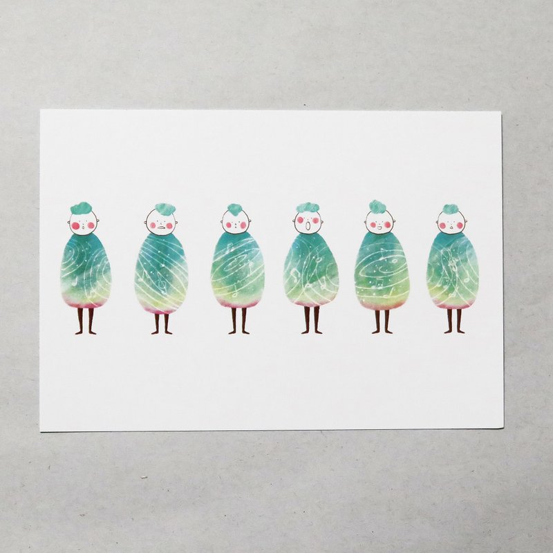 多肉 Do Re Mi / 插画明信片 - 卡片/明信片 - 纸 绿色