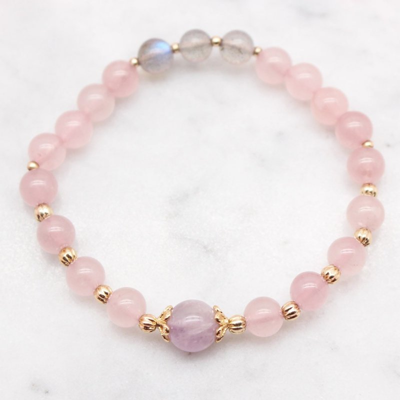 招桃花人缘异性 | 粉晶薰衣草紫水晶7A级 天然水晶 手工串珠 - 手链/手环 - 宝石 