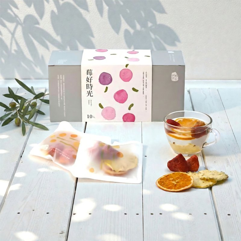 Fruitea 冻干鲜果茶・草莓凤梨百香果 10 入/盒・加量 50%・果干水 - 茶 - 新鲜食材 
