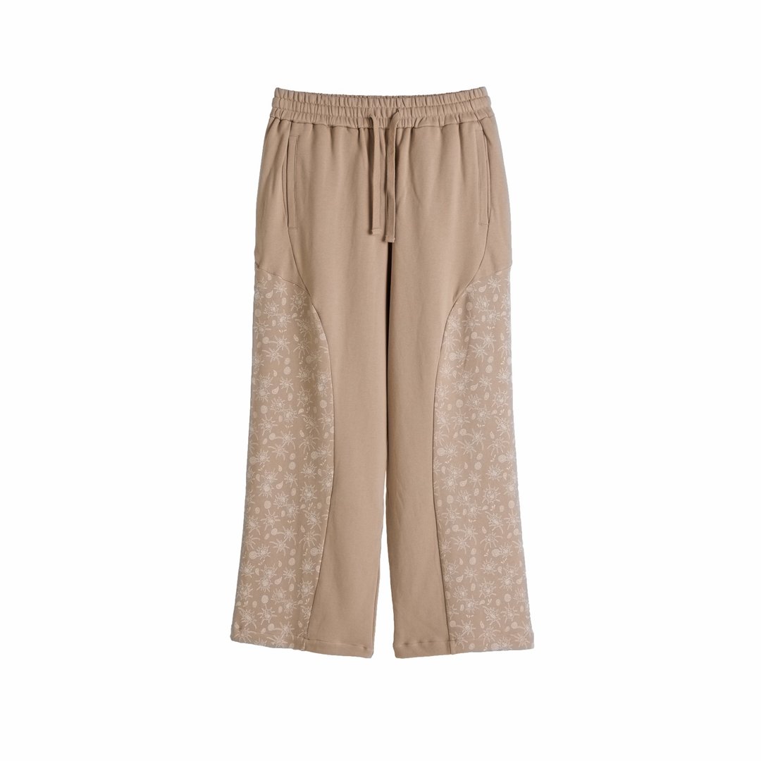 Paisley Sweat Pants - 男士长裤 - 棉 卡其色