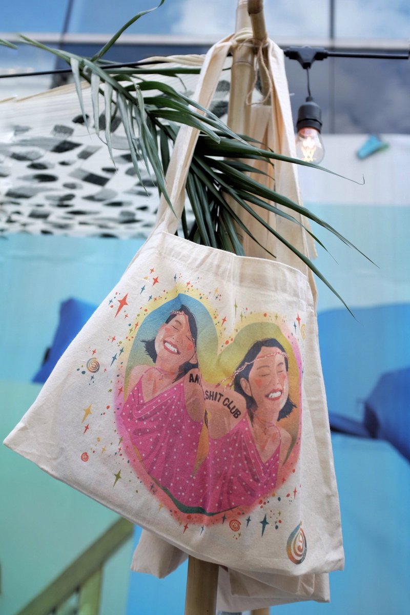 Gypsy 环保袋/ 旅行轻便购物袋 Totebag anti-bullshit club - 侧背包/斜挎包 - 棉．麻 粉红色