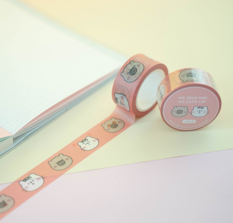 Mr. Bear and his cutie cat : Masking tape - Emoji - 纸胶带 - 纸 粉红色