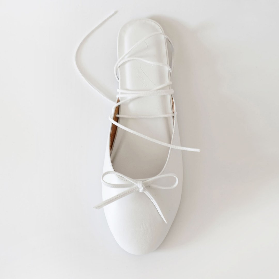 Free. (纯白) White Ballet Life | WL - 芭蕾鞋/娃娃鞋 - 真皮 白色
